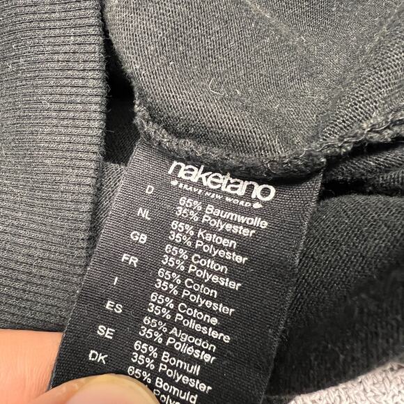 Naketano Hoodie Womens Large Black Pullover Cowl Fleece Activewear Casual - Picture 8 of 12